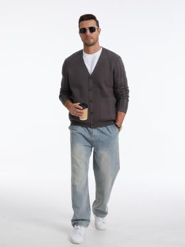 Image of Men's Cardigan Sweater Button Front V-Neck Long Sleeve Knit Sweaters