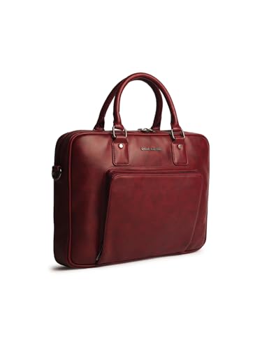 Image of Gauge Machine Professional Vegan Leather Messenger Briefcase Bag for Office |Fits upto 14 /15 / 16 inch Laptop |Separate Padded Laptop Compartment |Water Resistant |Men & Women |16L