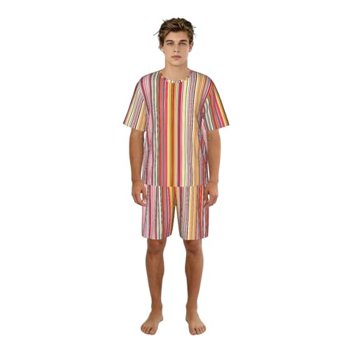 Pyjama rayures colorées pour homme ensemble imprimé élégant de nuit