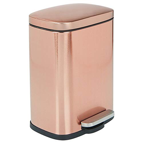 mDesign 1.3 Gallons Rectangular Small Step Trash Can Wastebasket, Garbage Container Bin