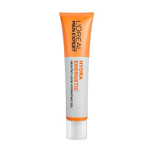 L'Óréal Paris, Men Expert Hydra Energetic, Gel Hidratante, Hidratación 24H, con Vitamina C, para una Piel de Apecto Saludable, Realza el Tono Natural del Rostro, Aporta Luminosidad al Instante, 40ml