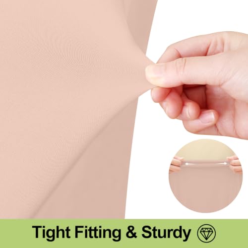Image of Smiry Spandex Elastic Fitted Table Cloth Skirt for 6FT Rectangle Table | Stretch Washable Table Cloth, Banquet Table Cover for Wedding, Party, Indoor & Trade Shows, (Nude, 72Lx30Wx30H)