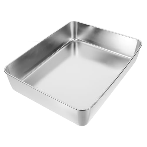Unomor Rectangle Baking Pan Stainless Steel Multifunctional Tray for Baking Bread Cakes and Roasting Non-stick Design for Home Use and Food Serving