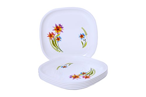 Image of Signoraware Design-5 Square Half Plate Set, Set of 6, White