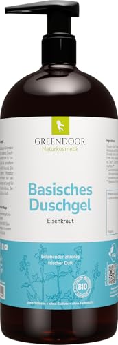 GREENDOOR Basisches Bio Duschgel Eisenkraut 500ml, biologisch abbaubar, Natur für Ihre Haut, Naturkosmetik ohne Sulfate Silikone Konservierungsmittel, natürlich ohne Tierversuche