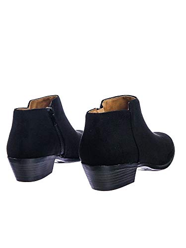 Image of Soda Women's Mug Round Toe Faux Suede Stacked Heel Western Ankle Bootie