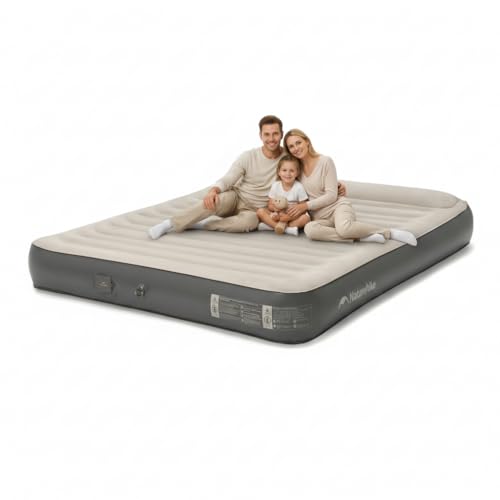 Naturehike Luftmatratze 1/2/3 Personen mit wiederaufladbarer elektrischer Luftpumpe 25cm Selbstaufblasbare Luftbett Premium-Gästebett Camping Heimgebrauch (3 Personen/200 x 180 x 25 cm)