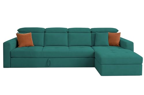 Image of Casaliving Gagnon RHS 6 Seater L Shape Corner Sofa Cum Bed for Living Room (Pine Fabric) Premium Fabric Sofa