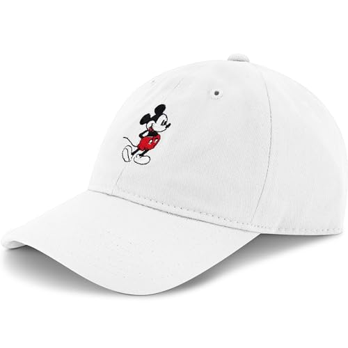 Concept One Disney Mickey Mouse Embroidered Cotton Adjustable Dad Hat with Curved Brim
