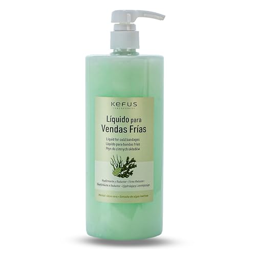 KEFUS Líquido Vendas Frías 1000 ml | Tratamiento Corporal Reafirmante y Anticelulítico | Efecto Frío Drenante | Uso Profesional Estética