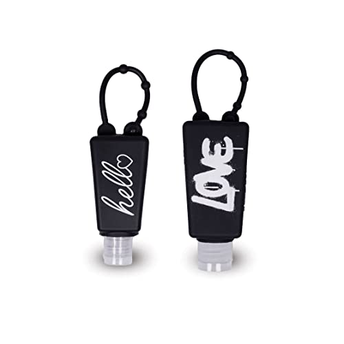 MY SAFELY Kids Hände-Desinfektionsgel To Go 2er Bundle HellLOVE + 2 Nachfüllflaschen I 2 x 30ml + 2 x 60ml | Desinfektionsmittel für unterwegs I Praktischer Silikonhalter I Vegan & OHNE Mikroplastik Cover