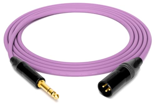 Cable Mogami 2534 Quad simétrico con conectores dorados Neutrik TRS XLR púrpura