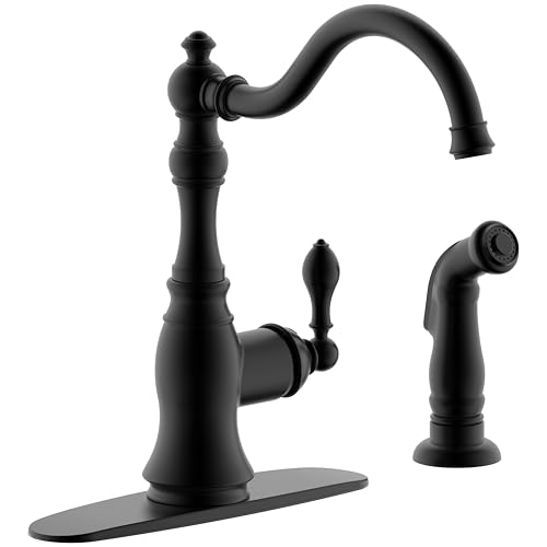 Derengge Matte Black Faucet with Side Spray