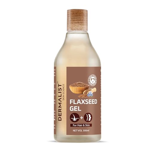 Image of Dermalist Flaxseed Gel for Hair & Skin | Frizz Control | Smoothening | Moisture-Rich Soft Long Hair | Suitable for All Skin & Hair Types | Men & Women | 300 ml