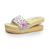 Luver Sandalia 2103-A con Piso de Madera de Pino, Muelle Flexible, Hebilla Ajustable, Planta de Látex Forrada en Piel (Floral, Sistema tallas calzado EU, Adulto, Mujer, Números, mediano, 41)
