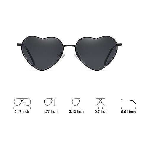 OZPYKAE Women Polarized Love Heart Sunglasses,Metal Frame UV400 Protection Lens Heart Shaped Sunglasses for Ladies3