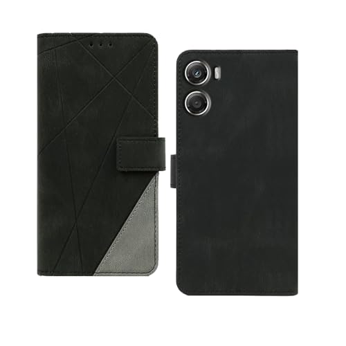Image of amazon basics Moto G06 Power 5G Flip Cover | Card Pockets Wallet & Stand | Flip Cover for Moto G06 Power 5G (Black with Grey)