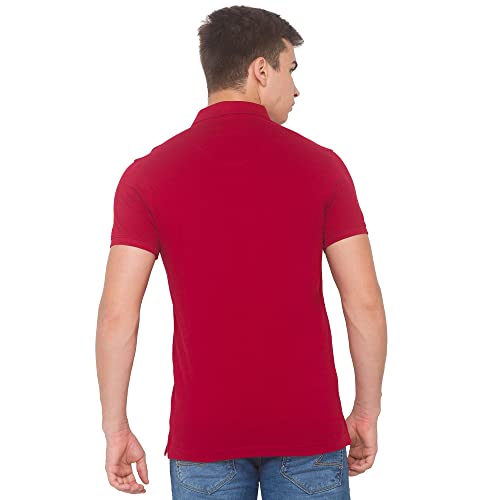 Image of Spykar Men's Embellished Slim Fit Polo T-Shirt