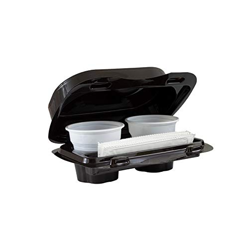 Vi.Pac 50 Contenitori KAFFEBox Pet caffè Asporto Bicchierini Caffe Confezioni plastica Coperchio Termici Trasporto Bar Coffee (2 Caffe)
