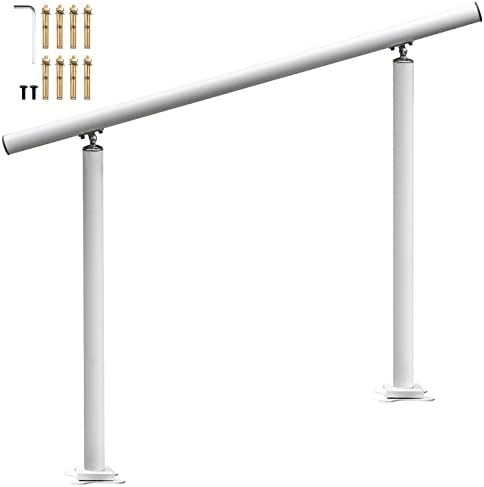 VEVOR Aluminium Stair Railing, Outside Railing, House Entrance Railing, Adjustable Angle Stair Handrail, Indoor & Outdoor Stairs for The Elderly (4 Ft, White)