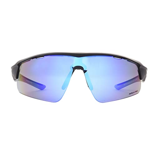Rawlings Fake Pump Shield Sport Sunglasses for Men, Matte Black/Blue Mirror, 65mm3