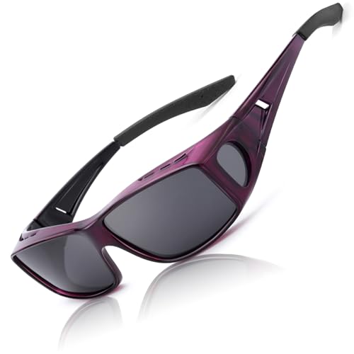 Surlunettes De Soleil Polarisées – Protection UV400 – Port Par-dessus Vos Lunettes – Léger (27 G) – Unisexe Violet
