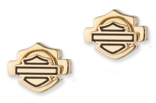 Harley-Davidson Womens Small Bar & Shield Stainless Steel Stud Earrings Gold