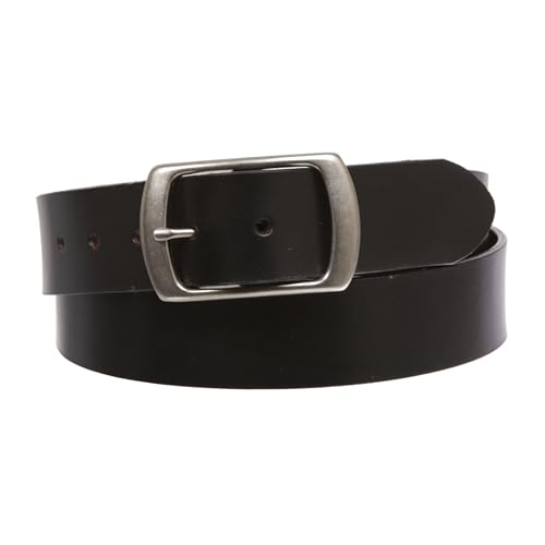 100% Leather Casual Belt with Center Bar Oval Buckle - Snap-On, 1.5" Wide, Big & Tall3