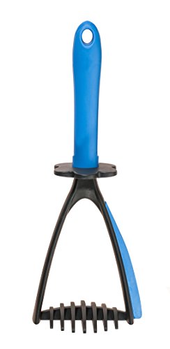 Kochblume Kartoffelstampfer | Silikon-Schaberlippe | Hitzebeständig | Spülmaschinenfest | 28,5 x 11cm | Farbe: blau