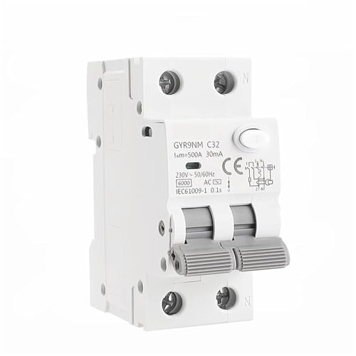 Disjoncteur différentiel type AC 16A 2P 100mA protection surintensité rail Din