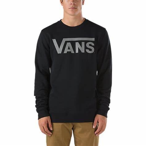 Image of Vans Mens Unisex Classic Sweatshirt 100% Cotton in Black Size Small - S UK