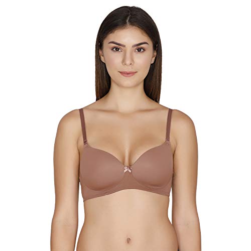 Image of Zivame Women's T-Shirt Padded Non Wired Bra (ZI1946-Nutmeg Brown 32d)