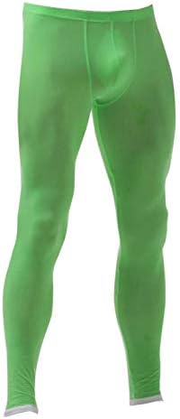 Hularka Mens Compression Pants Athletic Workout Leggings Running Gym Tights Base Layer Bottoms Green Large
