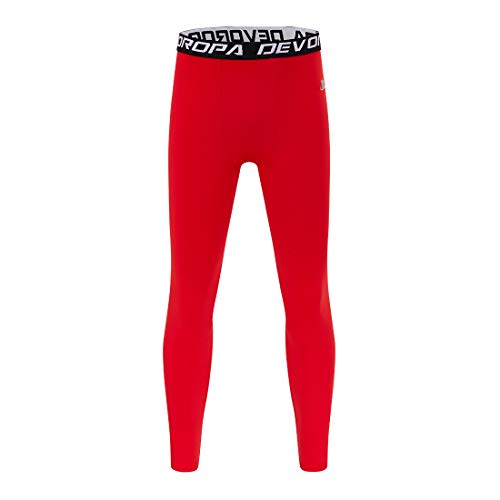 Devoropa Boys Leggings Quick Dry Youth Compression Pants Sports Tights Basketball Base Layer Red M #TOP1