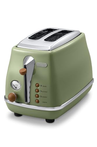 De'Longhi CTOV 2103.GR Tostadora Icona Vintage 900 W, 2 rebanadas, acero Inoxidable, verde