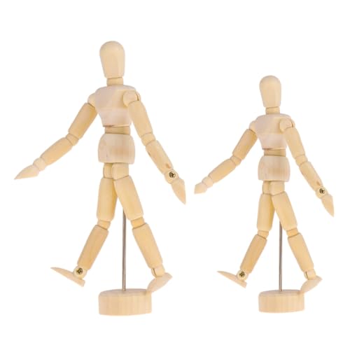 BinZyronic 木製関節マネキン 2個セット ? DIYロボットモデル 塗装可能 アートクラフト用デスクトップ装飾