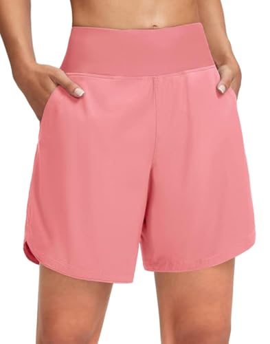 G Gradual Women's 7" Quick Dry Swim Board Shorts Swimming Bottoms High Waisted Beach Shorts for Women with Liner Pockets