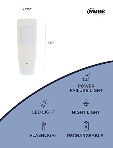Westek Led Emergency Lights For Home Power Failure, 2 Pack - 3 Function Power Failure Light, Rechargeable Flashlight And Night Light - Must-Have For Snow Storms And Blackouts - Nl-Pwfl #TOP2