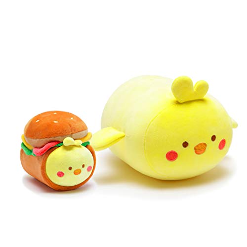 Anirollz Stuffed Animal Plush Toy – 2 Pieces 6" +10" Set Plush Doll | Soft, Squishy, Warm, Cute, Comfort, Safe | Birthday Gift Pillow with Kawaii Yellow Chick Chickiroll