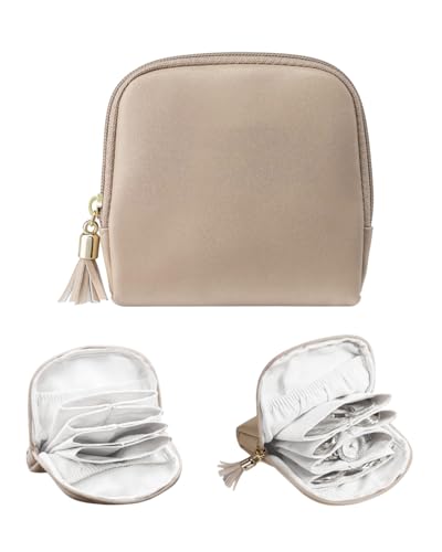 HUVZOR Joyero de viaje, bolsa para joyas con flecos, caja de joyería para mujer y niña, monedero, estuche de viaje de piel sintética, pendientes, collares, almacenamiento de relojes