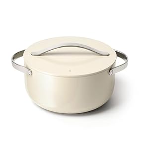 Caraway Dutch Oven Pot with Lid (6.5 qt, 10.5″) – Non-Stick Ceramic Coating – Free From Forever Chemicals – Oven Safe & Stovetop Agnostic – Cream