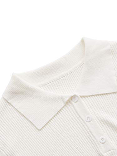 SweatyRocks Women's Collar Half Button Short Sleeve Striped Crop Top T-Shirts3