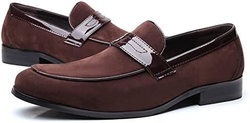 Santimon Men's Suede Penny Moccasins Loafers Comfort Leather Lightweight Classic Slip-On Casual Formal Boat Formal Dress Driving Shoes Brown 9.5 US | Image 1