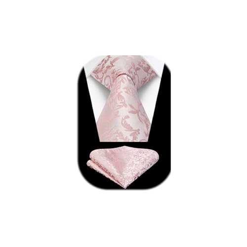 Enlision - Enlision Rosa Herren Krawatten Taschentuch Formelle Elegant Paisley Krawatte & Einstecktuch Set Für Hochzeit Party Business