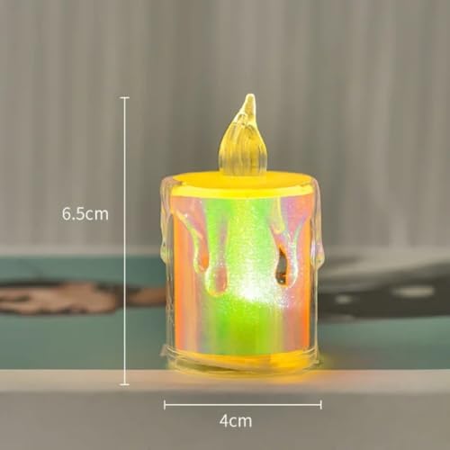 Image of 6Pc LED Tea Light Candles | Flameless & Smokeless Diya | Decorative Acrylic Candle | Home Decor, Navratri Decor Items, Diwali Decoration Item, Room, Table, Pooja Room Decor (Raibow) | Popo Toys