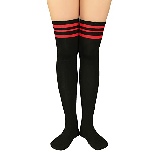 Image of Zando Womens Stripes Thigh High Socks Thigh Highs Casual Knee High Stockings