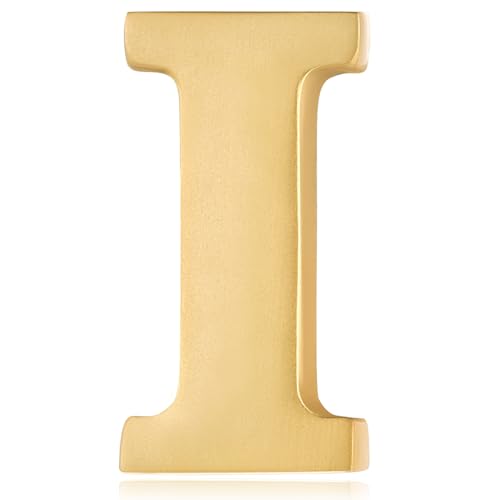 Image of HONEY BEAR Mens Womens Initial Alphabet Letter Lapel Pins Collar Badge Brooches for Business Wedding Graduation Gift Matte Gold 0.59 inches