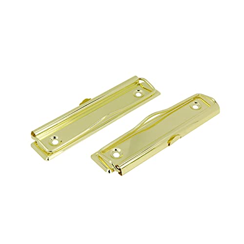 Quluxe 10 Pcs Mountable Clipboard Clips, Spring Loaded Surface Mount Handle with Grip and Hanging Hole- Gold