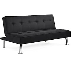 Soberine Divano Letto Imbottito a 2 Posti Convertibile in Letto 105°-180°da Soggiorno/Stanza Ospiti per Lettura/TV/Riposo Divano Moderno da Salotto Tela/Nero