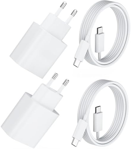 2 Pack 20W USB C Schnellladegerät PD 3.0 für iPhone & iPad + 2m USB-C Schnellladekabel –Handy Ladegerät& Ladekabel für 17 16 15/17 16 15 Pro/17 16 15 Pro Max, Adapter Stecker für i